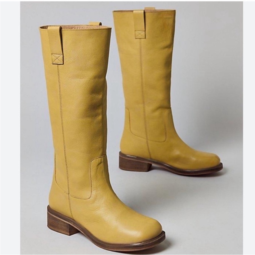 Urban Outfitters Yellow Leather Knee-High Boots 8,9 New